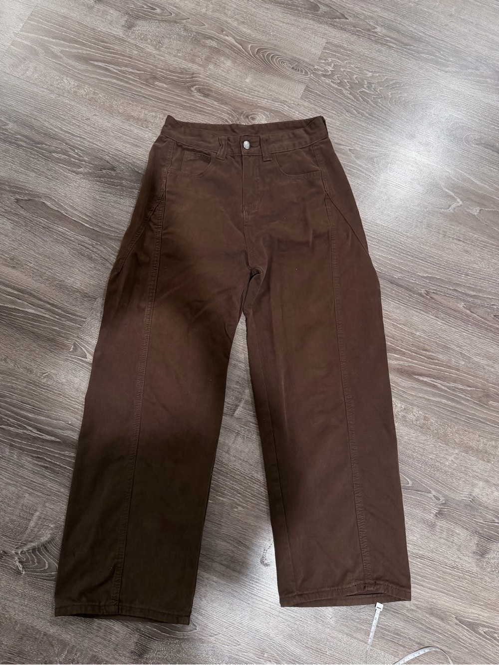 Brown High Waisted Wide Leg Seamed Cargo Pants Size S